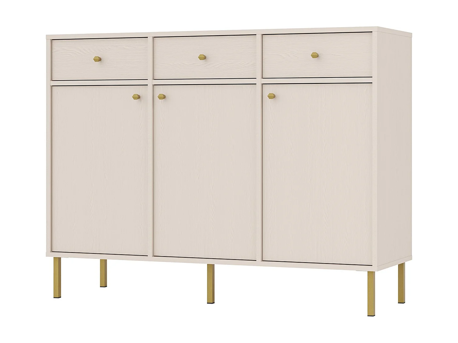 Sideboard 3-türig mit 3 Schubladen - Sandbeige - 125 cm - OKTIO