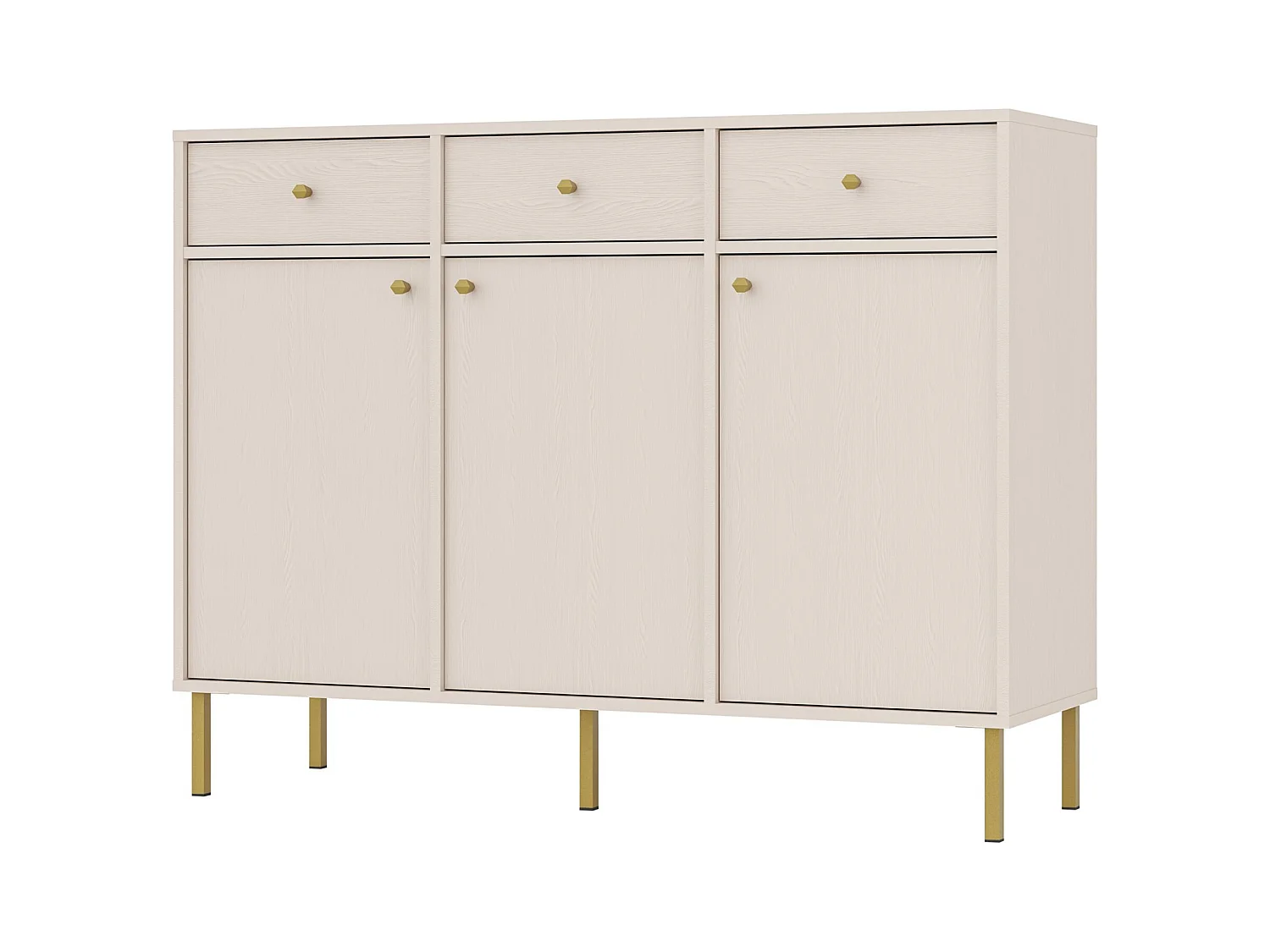 3-deurs dressoir met 3 laden - 125 cm - beige - OKTIO