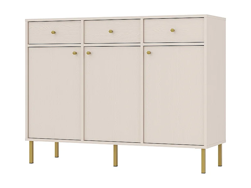 Buffet 3 portes avec 3 tiroirs - 125 cm - beige - OKTIO