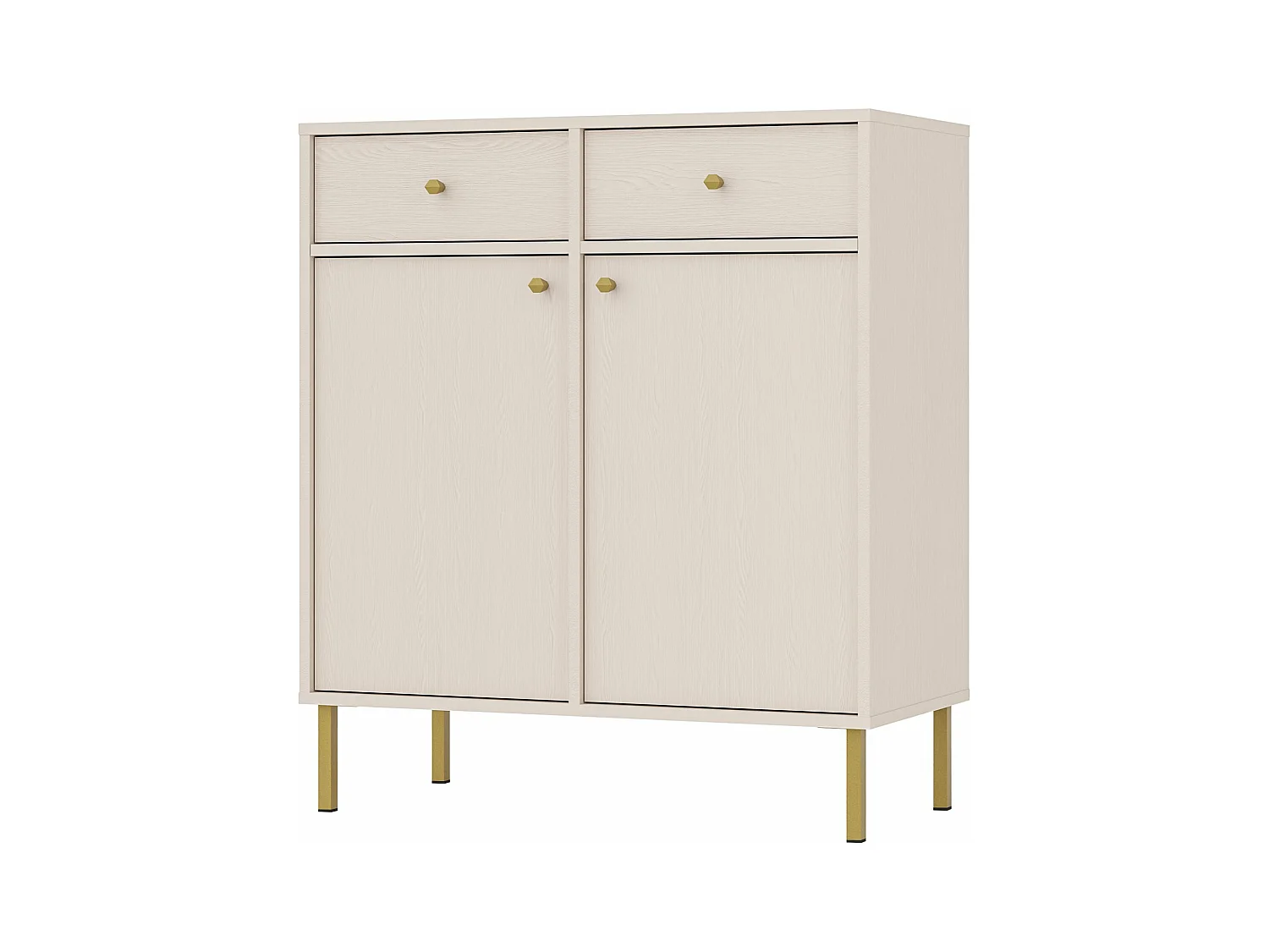 2-deurs dressoir met 2 lades - 84 cm - beige - OKTIO