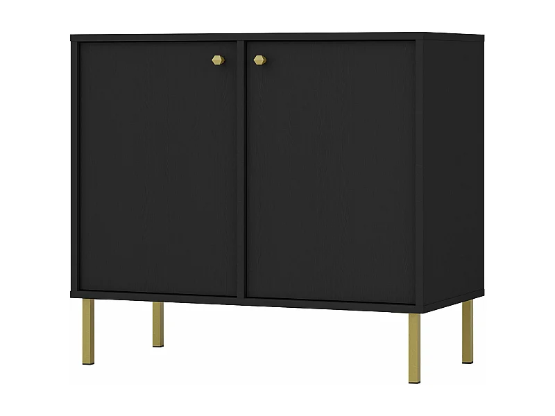 Buffet 2 portes avec pieds noirs - 84 cm - graphite noir - OKTIO