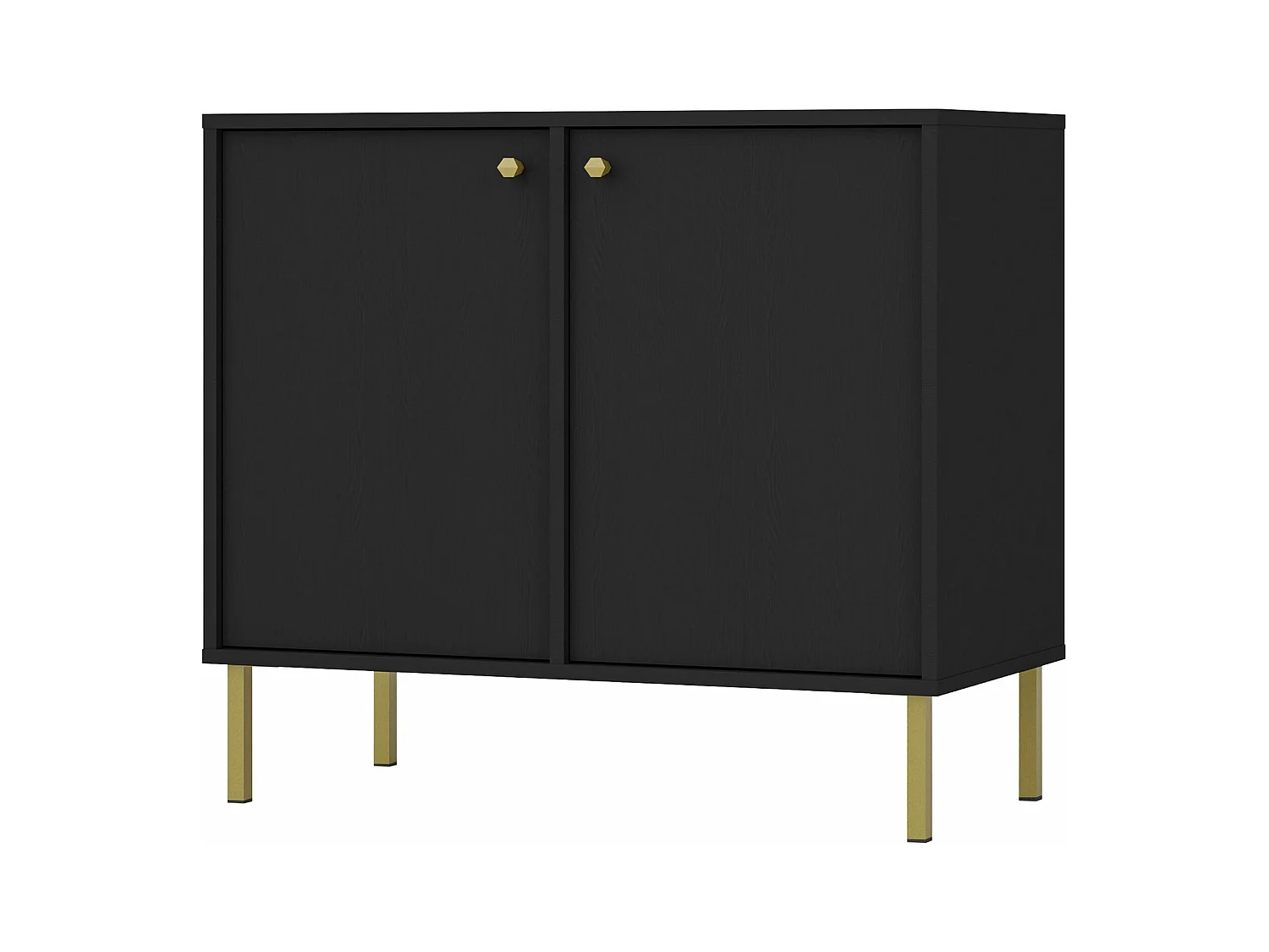 Buffet 2 portes avec pieds noirs - 84 cm - graphite noir - OKTIO