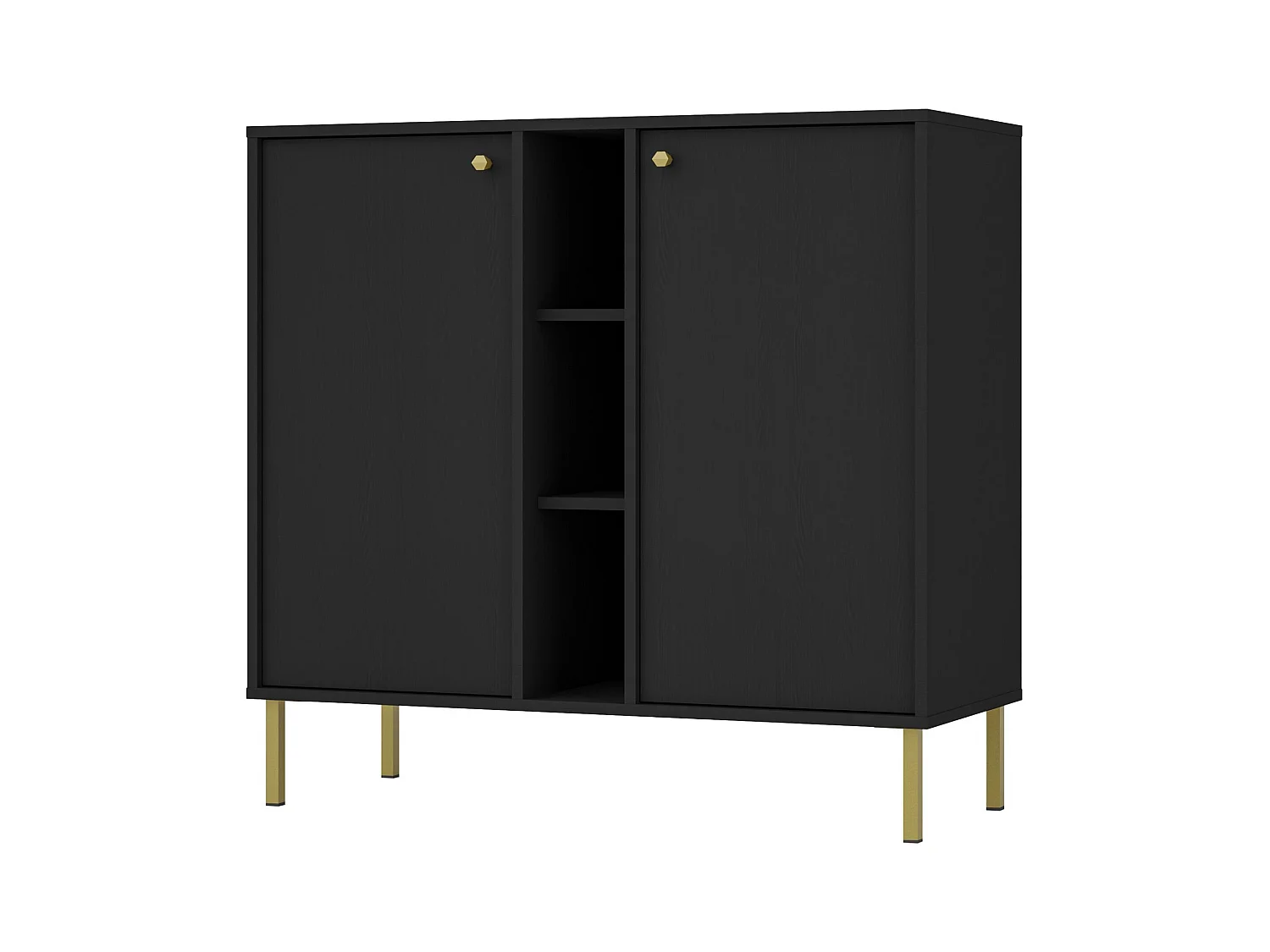 2-deurs dressoir met planken - 100 cm - grafietzwart - OKTIO