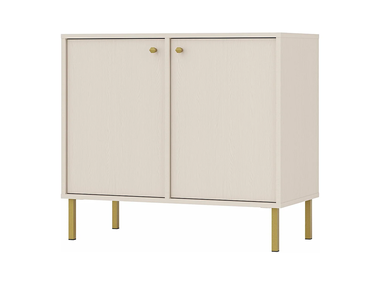Buffet 2 portes avec pieds noirs - 84 cm - beige - OKTIO