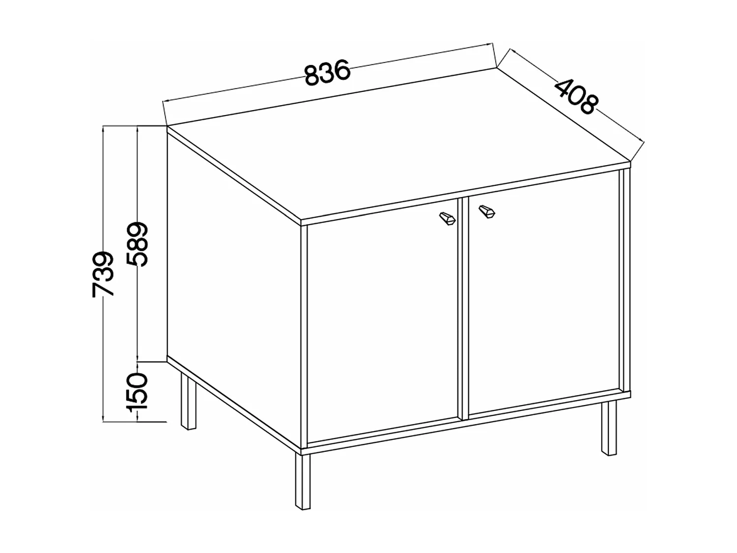 Sideboard 2-türig - Sandbeige - 84 cm - OKTIO