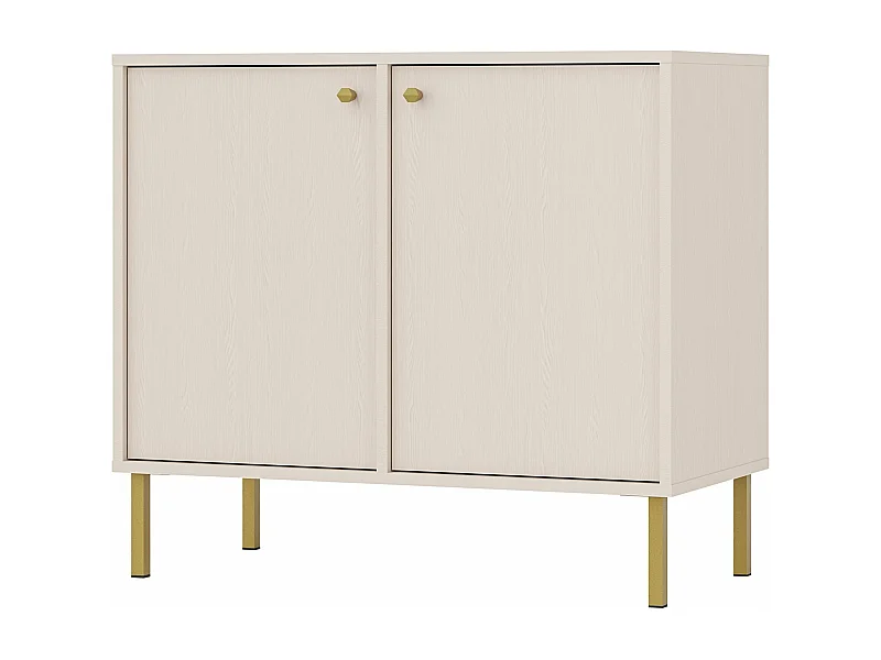 Buffet 2 portes avec pieds noirs - 84 cm - beige - OKTIO