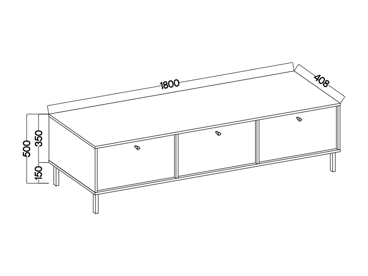 TV-Möbel 3-türig - Sandbeige - 180 cm - OKTIO