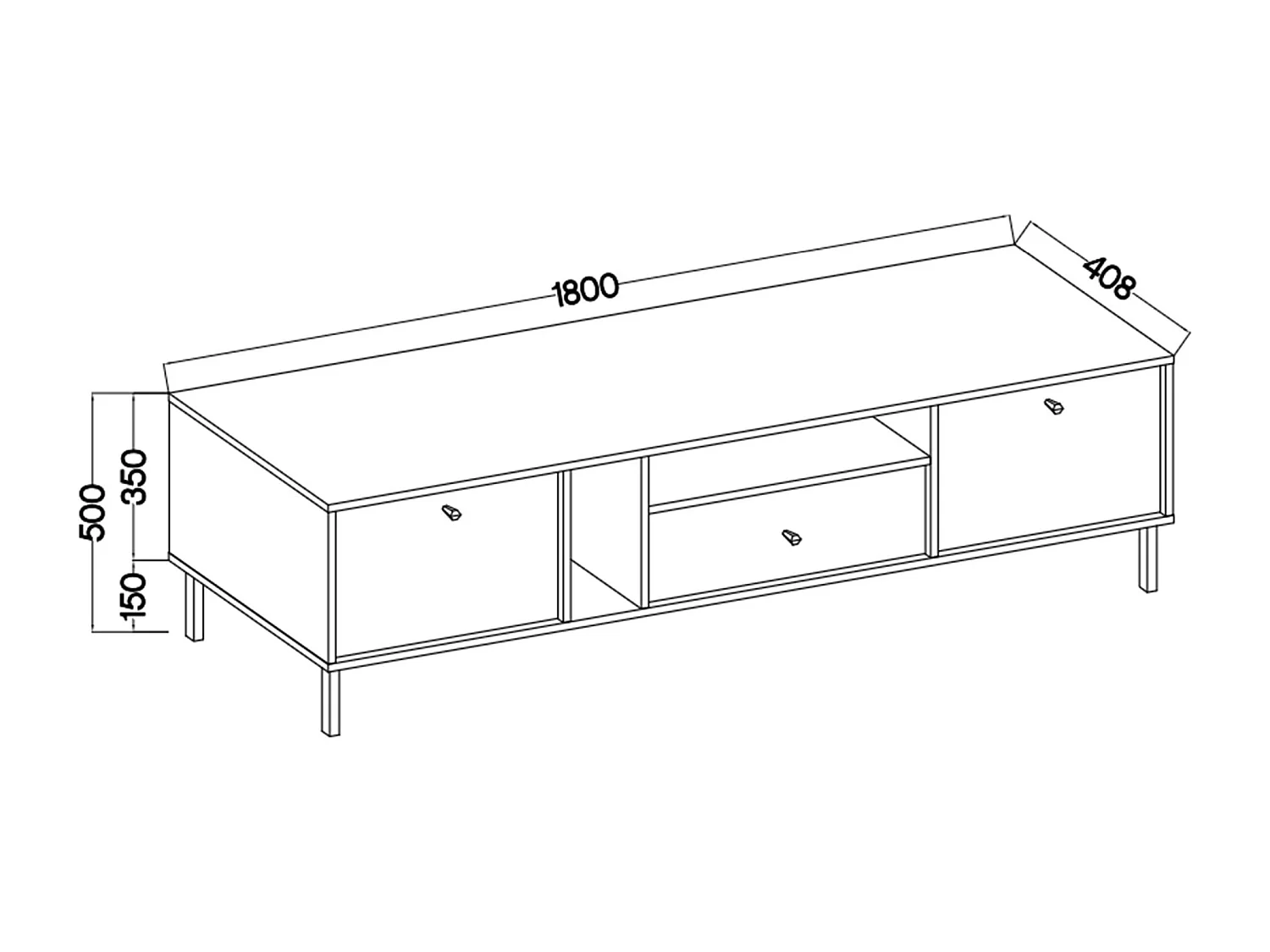 TV-Möbel 2-türig mit Regalen und Schublade - Sandbeige - 180 cm - OKTIO