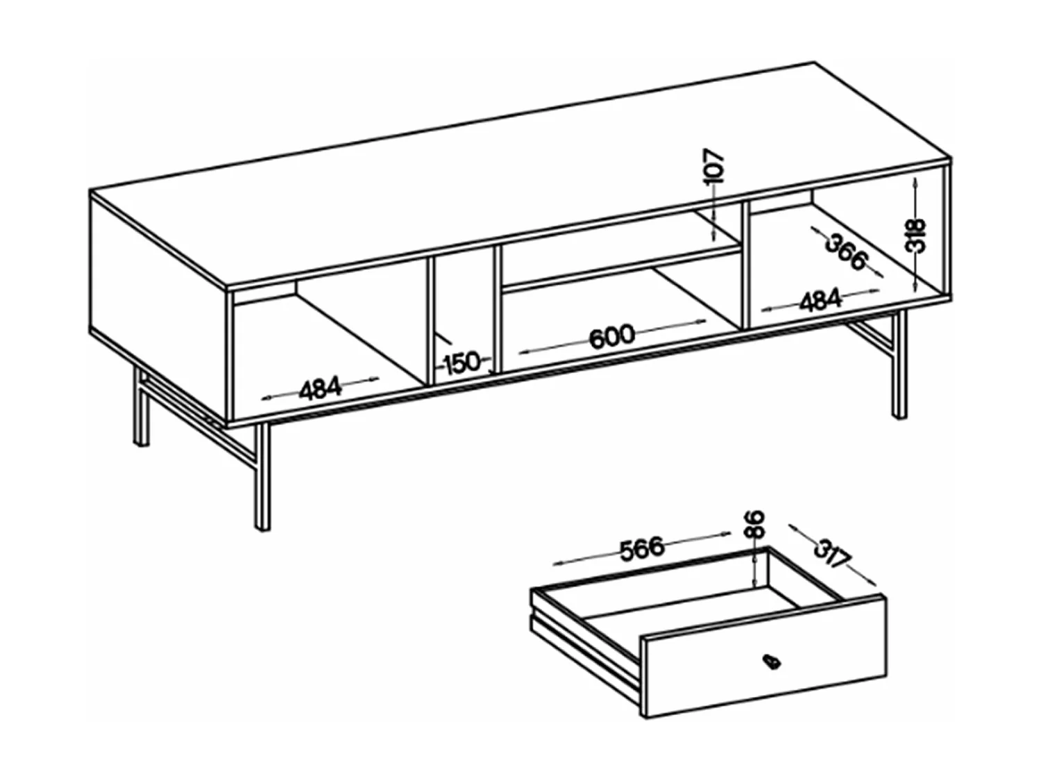 Meuble TV 2 portes avec tiroir - 180 cm - beige - OKTIO