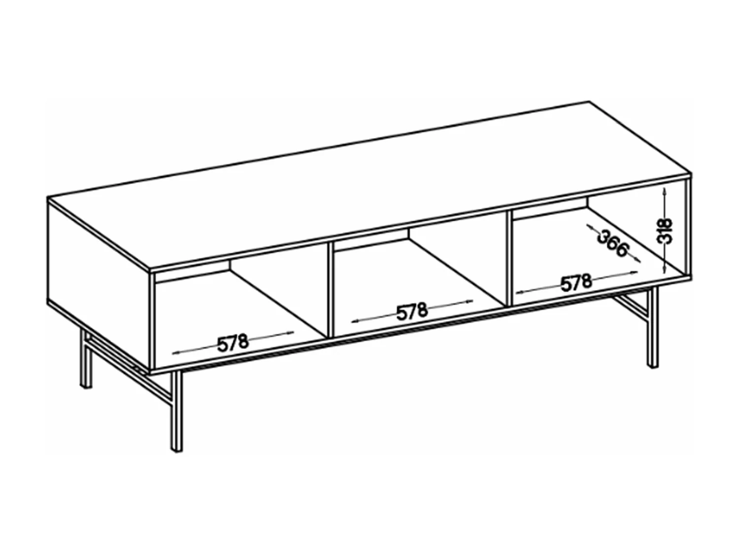 TV-Möbel 3-türig - Schwarz-Graphit - 180 cm - OKTIO