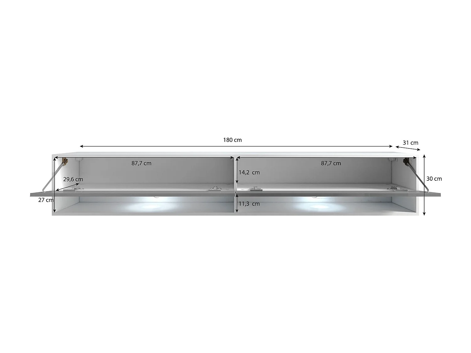 Meuble TV 2 portes - 180 cm - blanc - WANDER