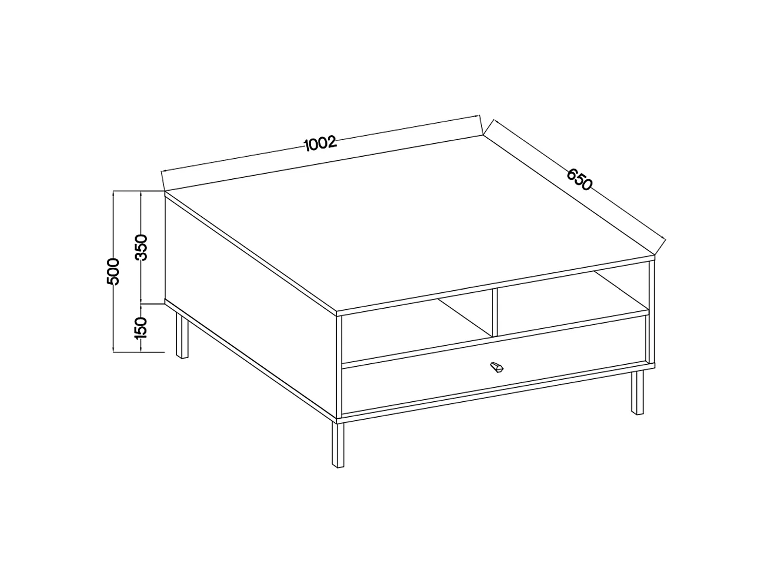 Table basse 1 tiroir - 100 cm - beige avec pieds dorés OKTIO