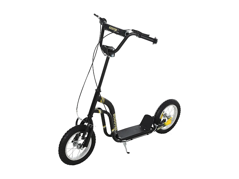 Trottinette Patinette pour Enfants Plus de 5 Ans Grands Pneus Guidon Réglable 2 Freins Contrôlés par Poignée Béquille Latérale 120 x 58 x 85-95 cm Noir