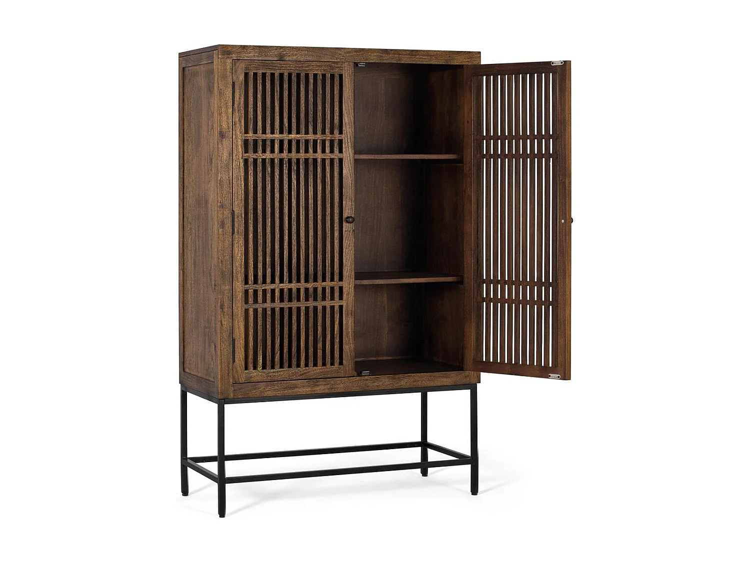 Armoire en bois d'acacia et métal