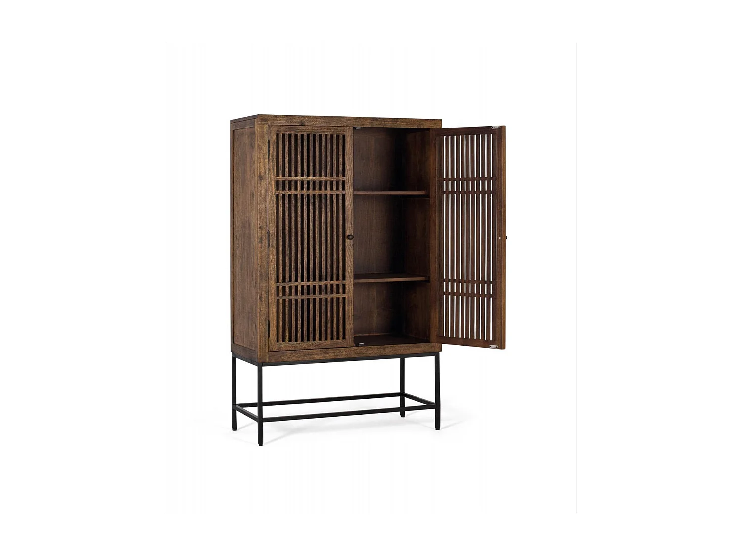 Armoire en bois d'acacia et métal