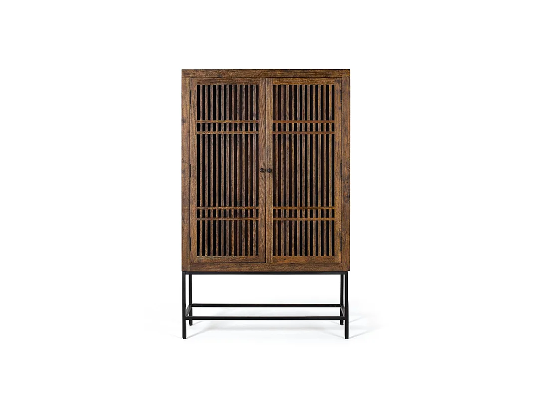 Armoire en bois d'acacia 100 cm, style industriel d'inspiration orientale - 160 x 100 x 45