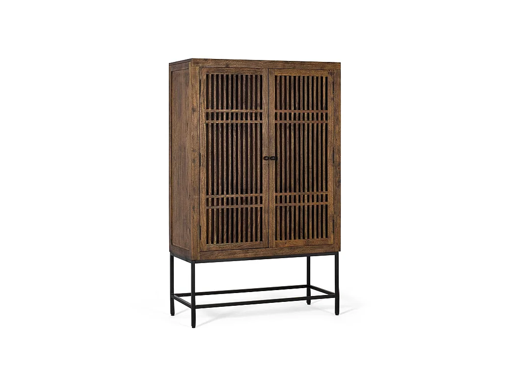 Armoire en bois d'acacia 100 cm, style industriel d'inspiration orientale - 160 x 100 x 45