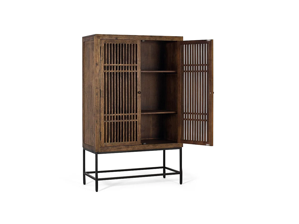 Armoire en bois d'acacia 100 cm, style industriel d'inspiration orientale - 160 x 100 x 45