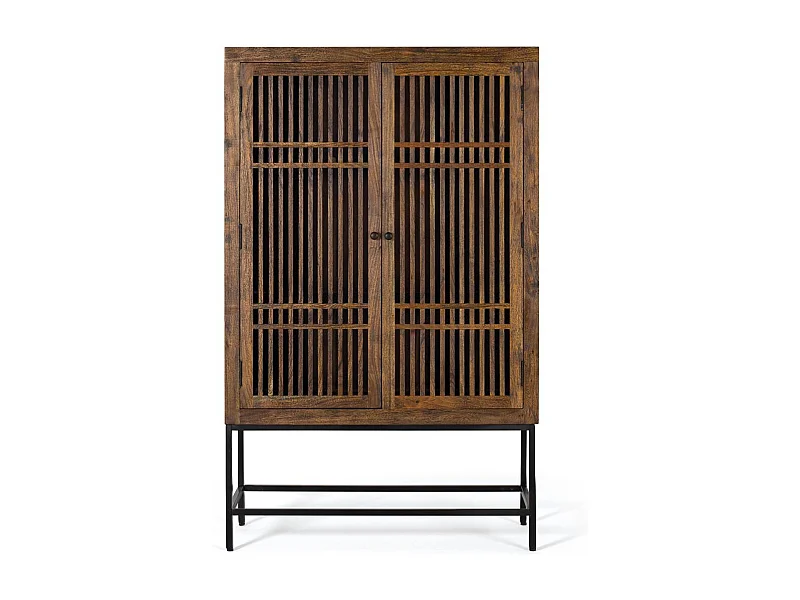 Armoire en bois d'acacia et métal