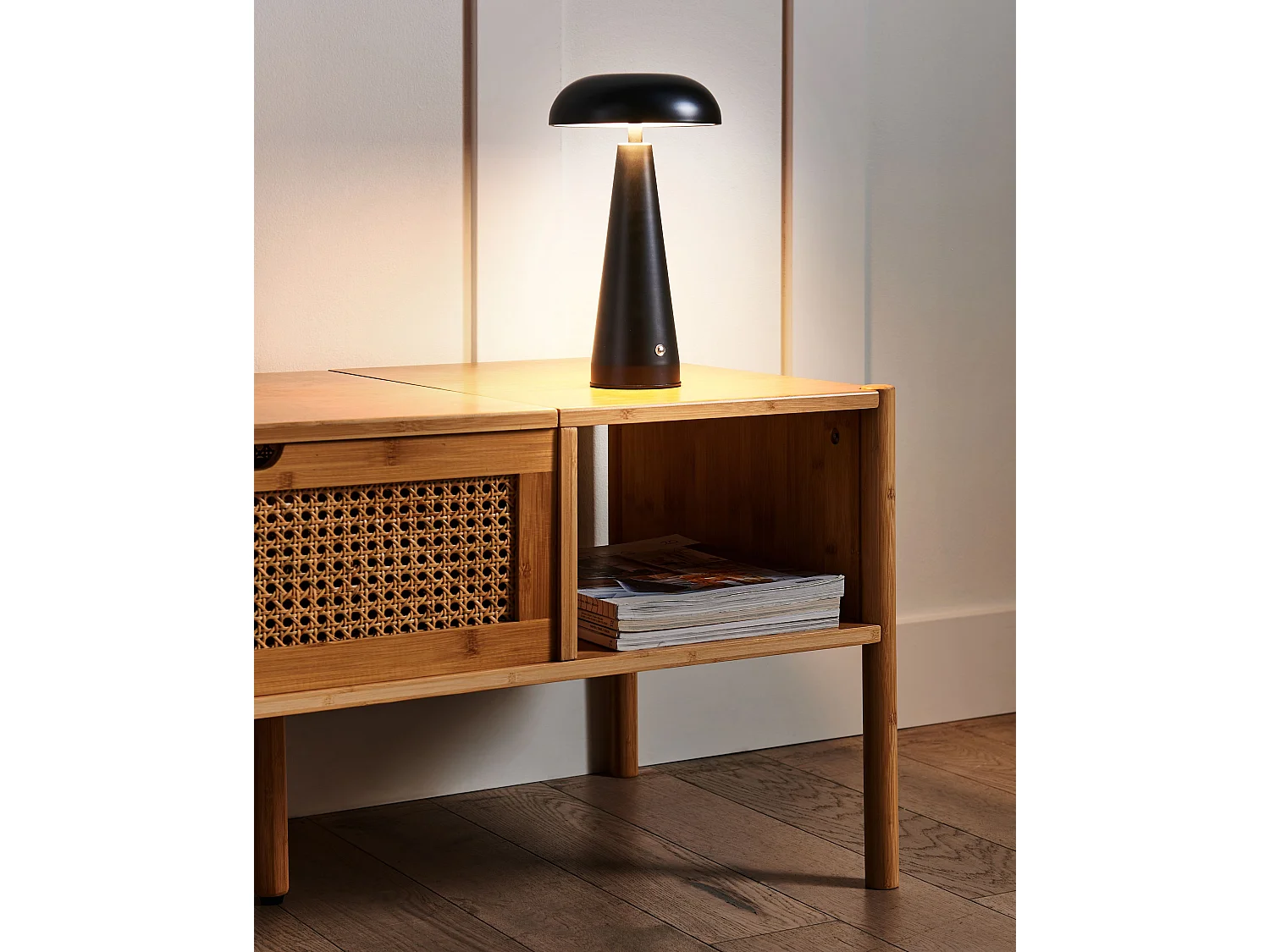 LED draadloze tafellamp BOCONO Met dimmer Metaal Zwart