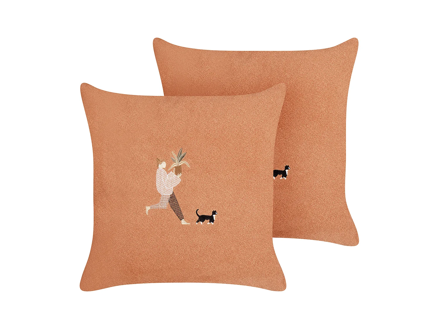 Lot de 2 coussins décoratifs MARIGOLD 45 x 45 cm Orange Unicolore