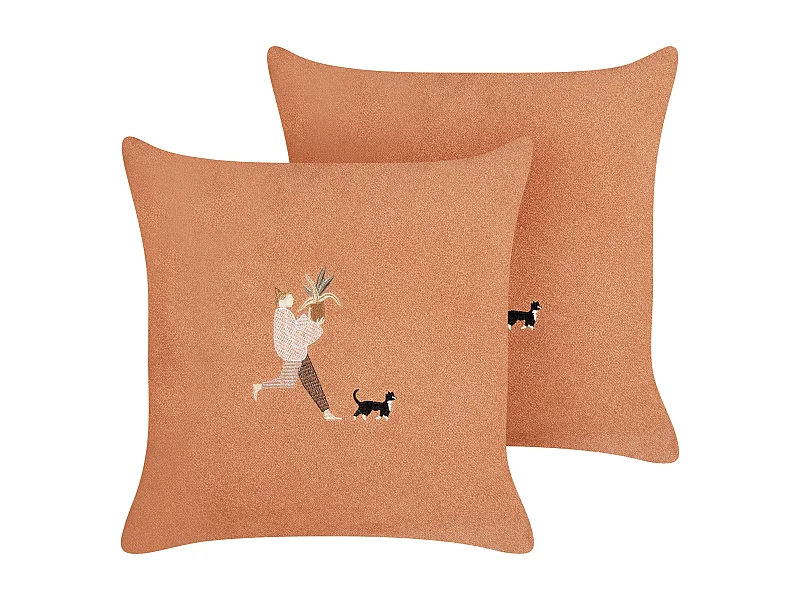 Set van 2 decoratieve kussens MARIGOLD 45 x 45 cm Oranje Effen