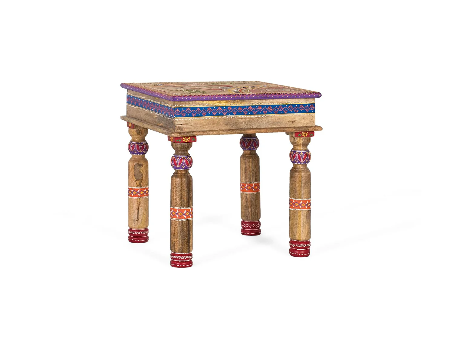 Tables basses en bois de manguier 46 cm, style ethnique artisanal - 47 x 46 x 46 cm