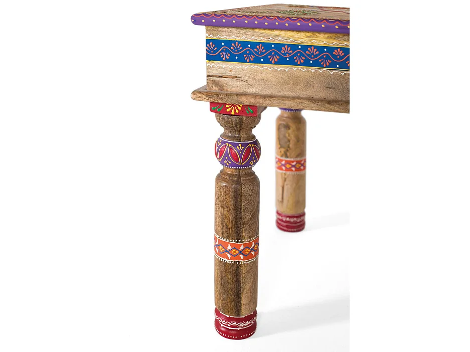 Tables basses en bois de manguier 46 cm, style ethnique artisanal - 47 x 46 x 46 cm