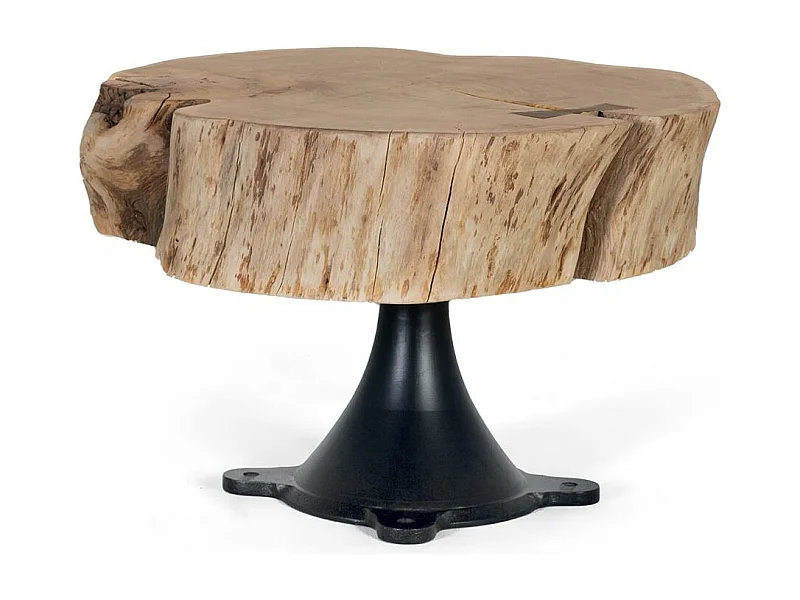 Table basse en manguier et pieds métal diamètre 65cm