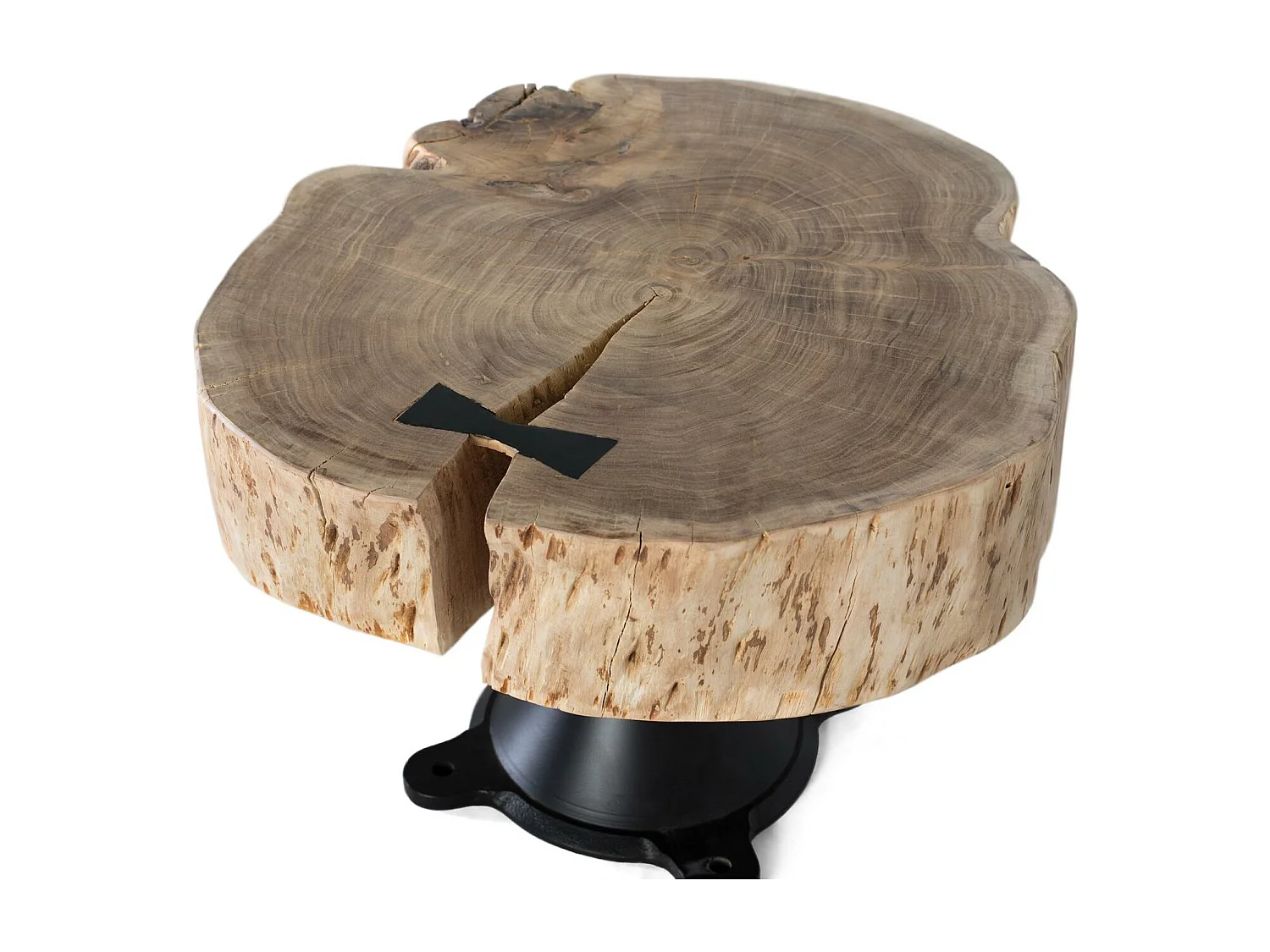 Table basse en manguier et pieds métal diamètre 65cm