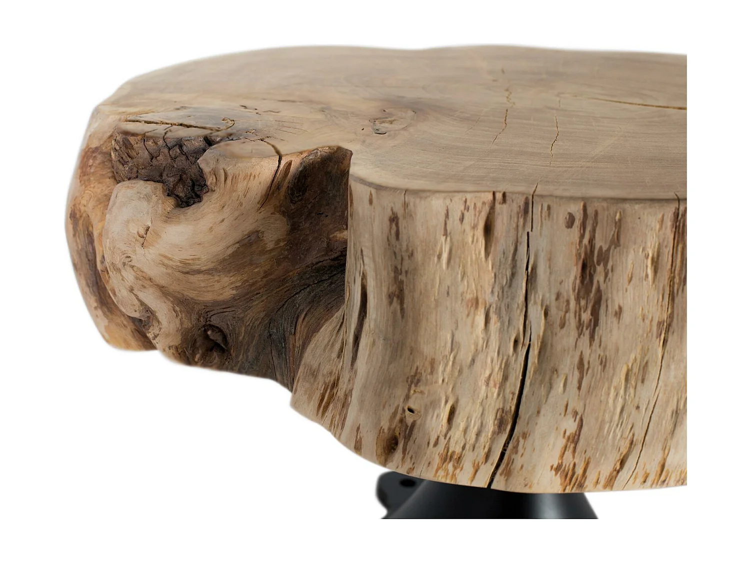 Table basse en manguier et pieds métal diamètre 65cm