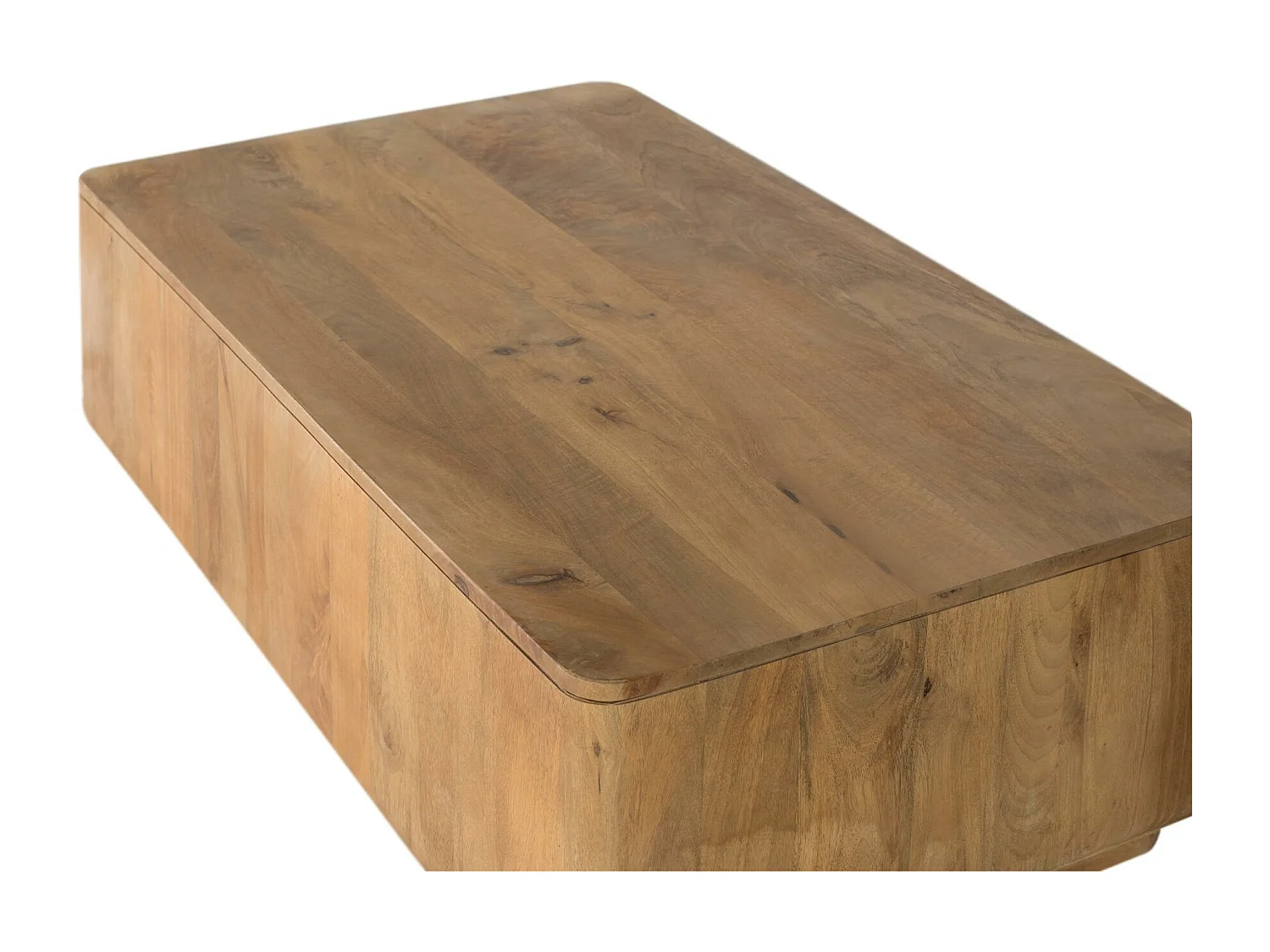 Tabel basse en bois de manguier aux munten arrondis