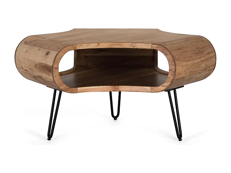 Mesa fabricada em madeira de acácia e metal, 95 cm