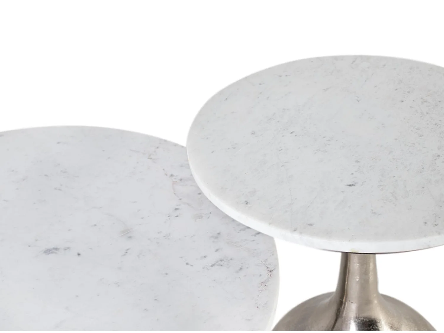 Set de deux tables basses avec plateau circulaire en marbre