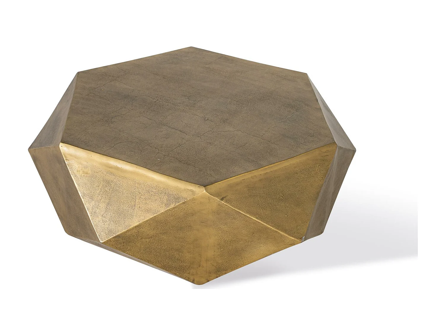 Table basse hexagonale en métal doré