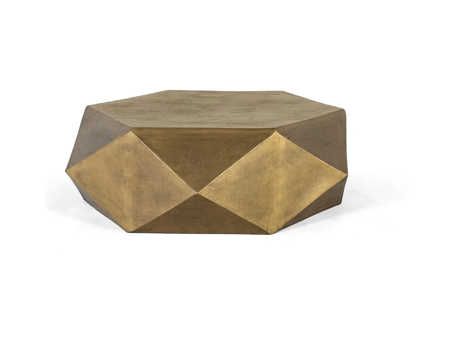 Table basse hexagonale en métal doré