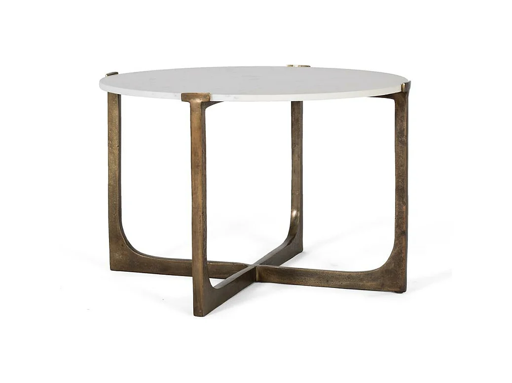 Table basse avec base en métal et plateau en marbre