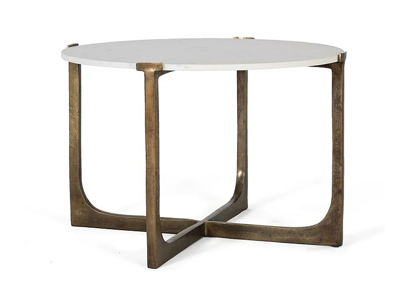 Table basse avec base en métal et plateau en marbre