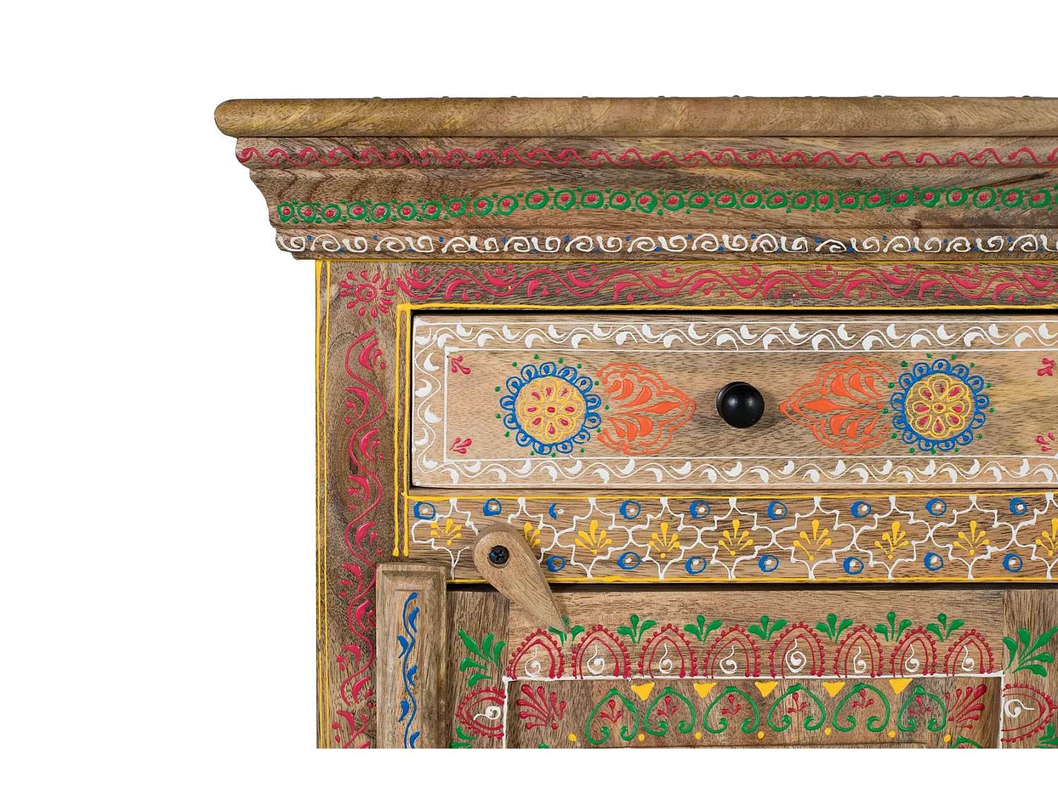 Mesa de noite realizada e pintada à mão em madeira de manguier