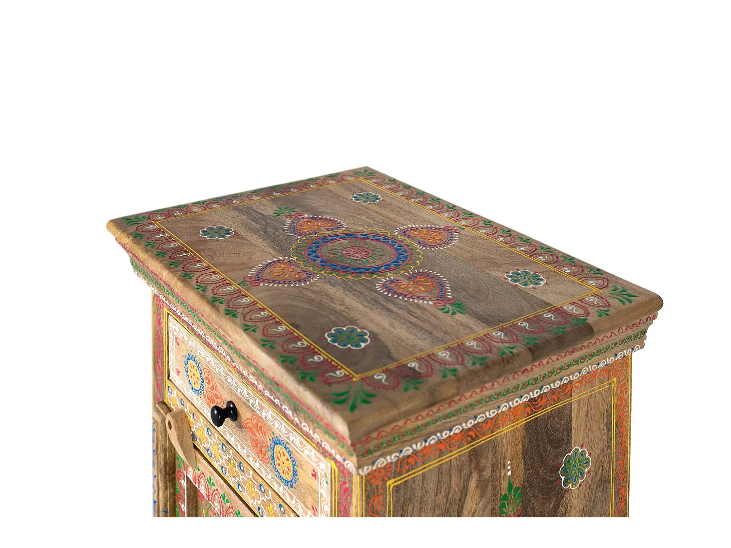 Tables de chevet en bois de manguier 45 cm, style ethnique artisanal - 60 x 45 x 34