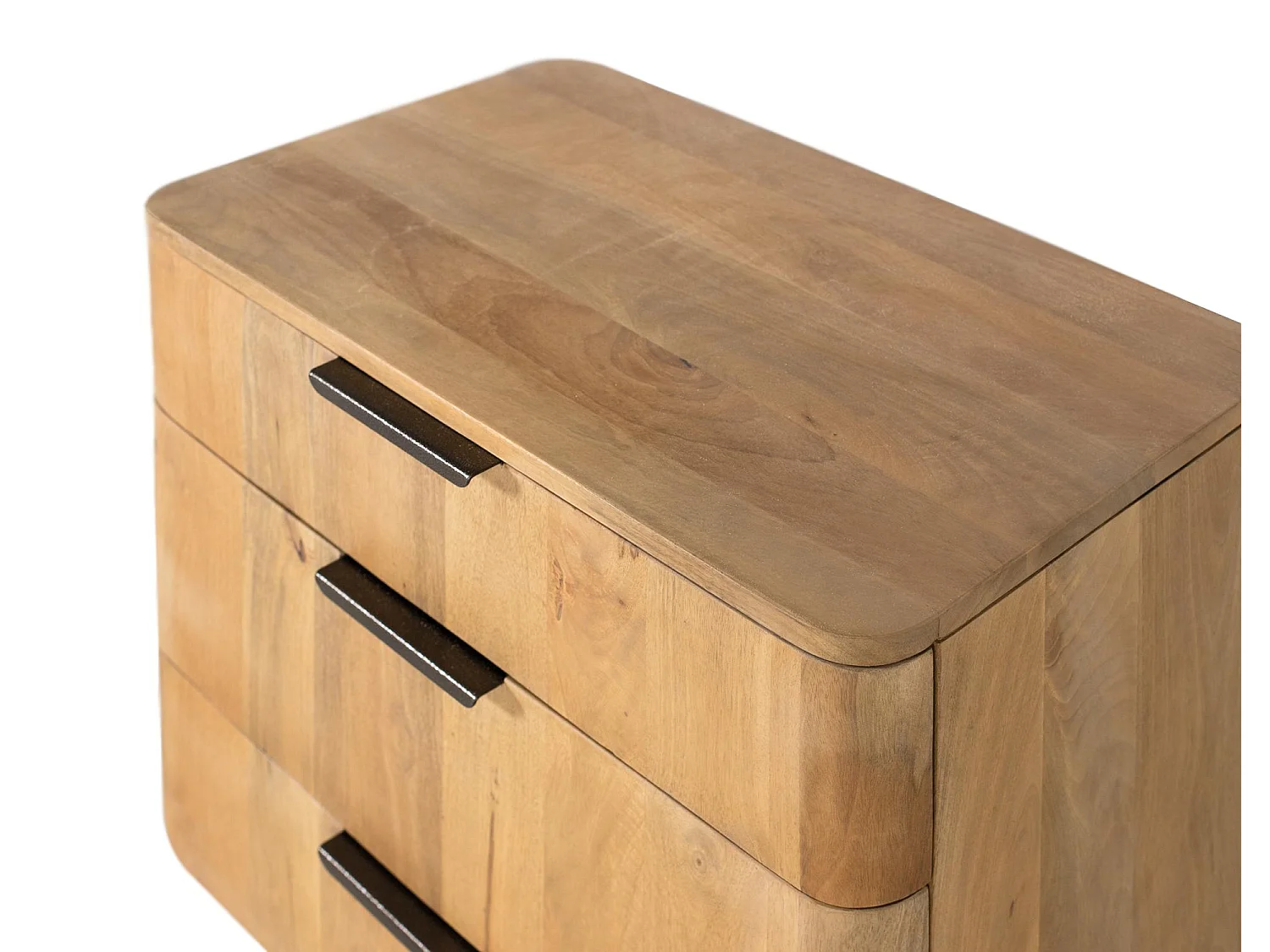 Table de nuit en manguier aux coins arrondis