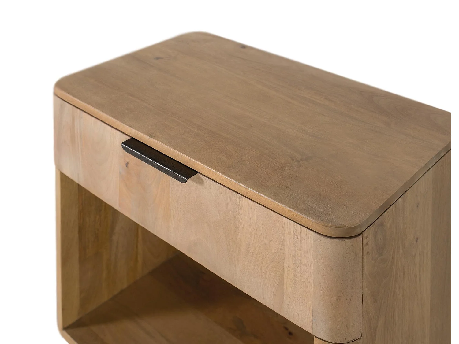 Table de nuit en manguier aux coins arrondis
