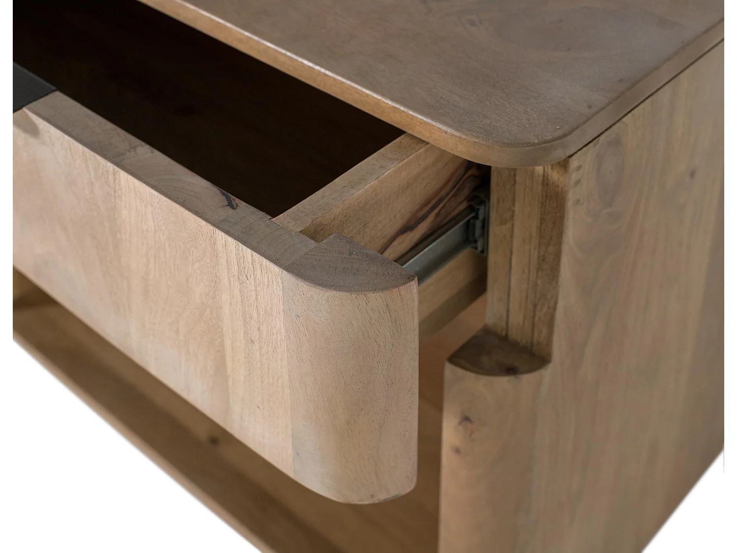 Table de nuit en manguier aux coins arrondis