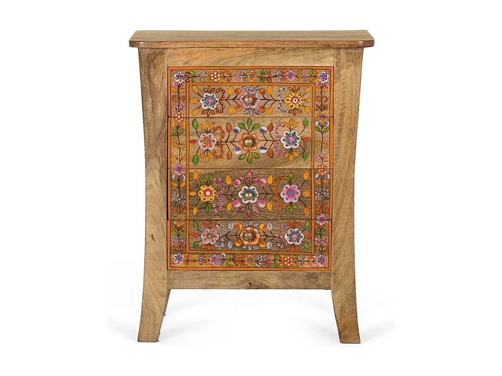 Table de nuit avec 4 tiroirs en bois de manguier