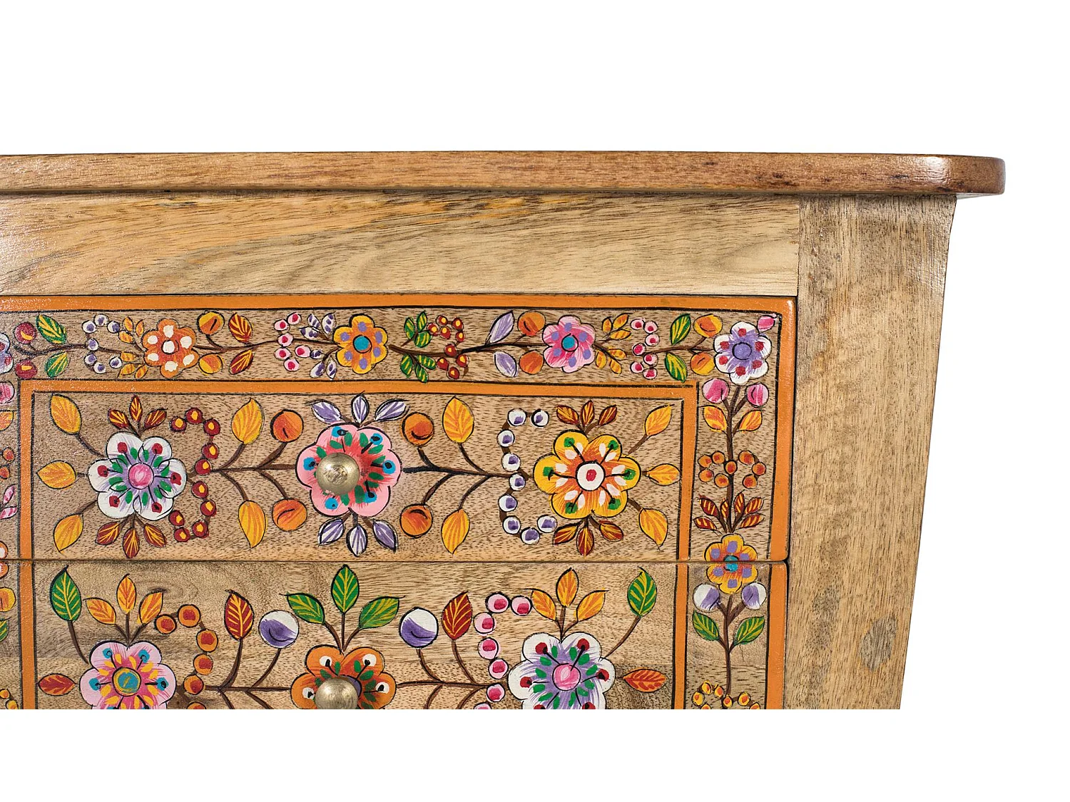 Table de nuit avec 4 tiroirs en bois de manguier