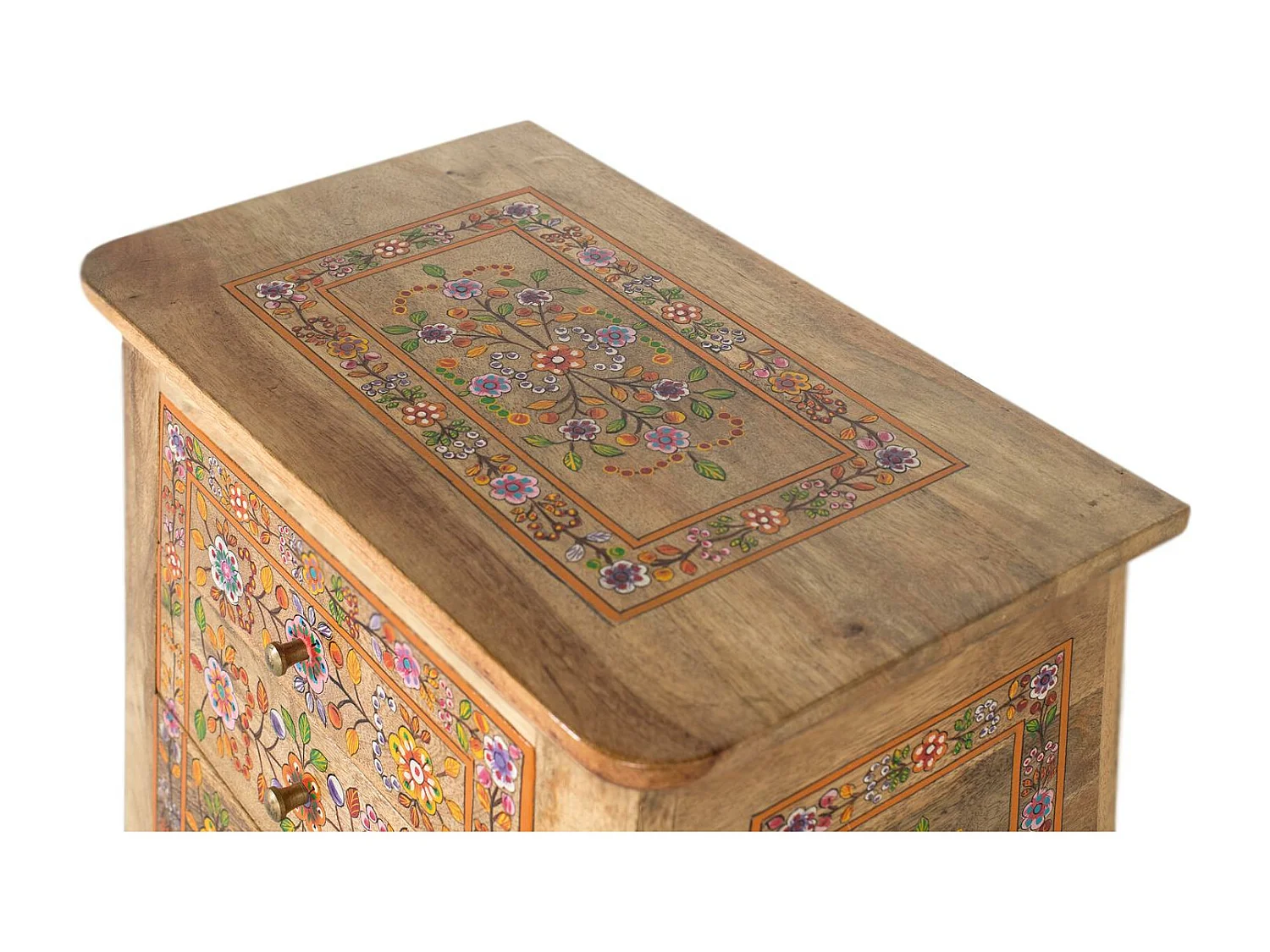 Table de nuit avec 4 tiroirs en bois de manguier