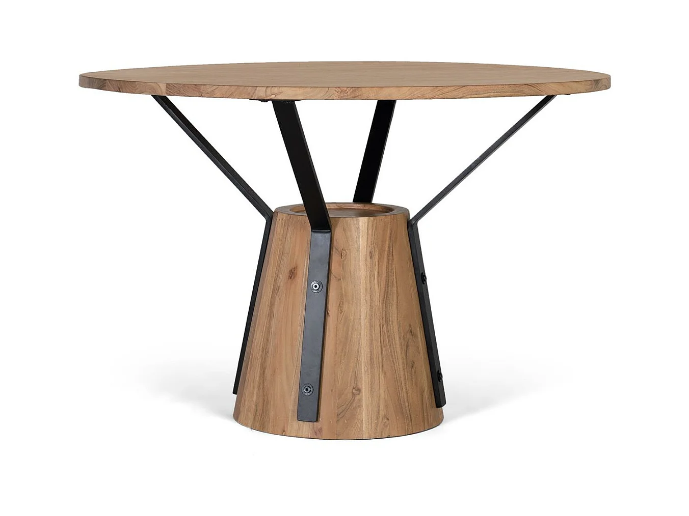 Table à manger ronde en manguier et métal diamètre 116cm