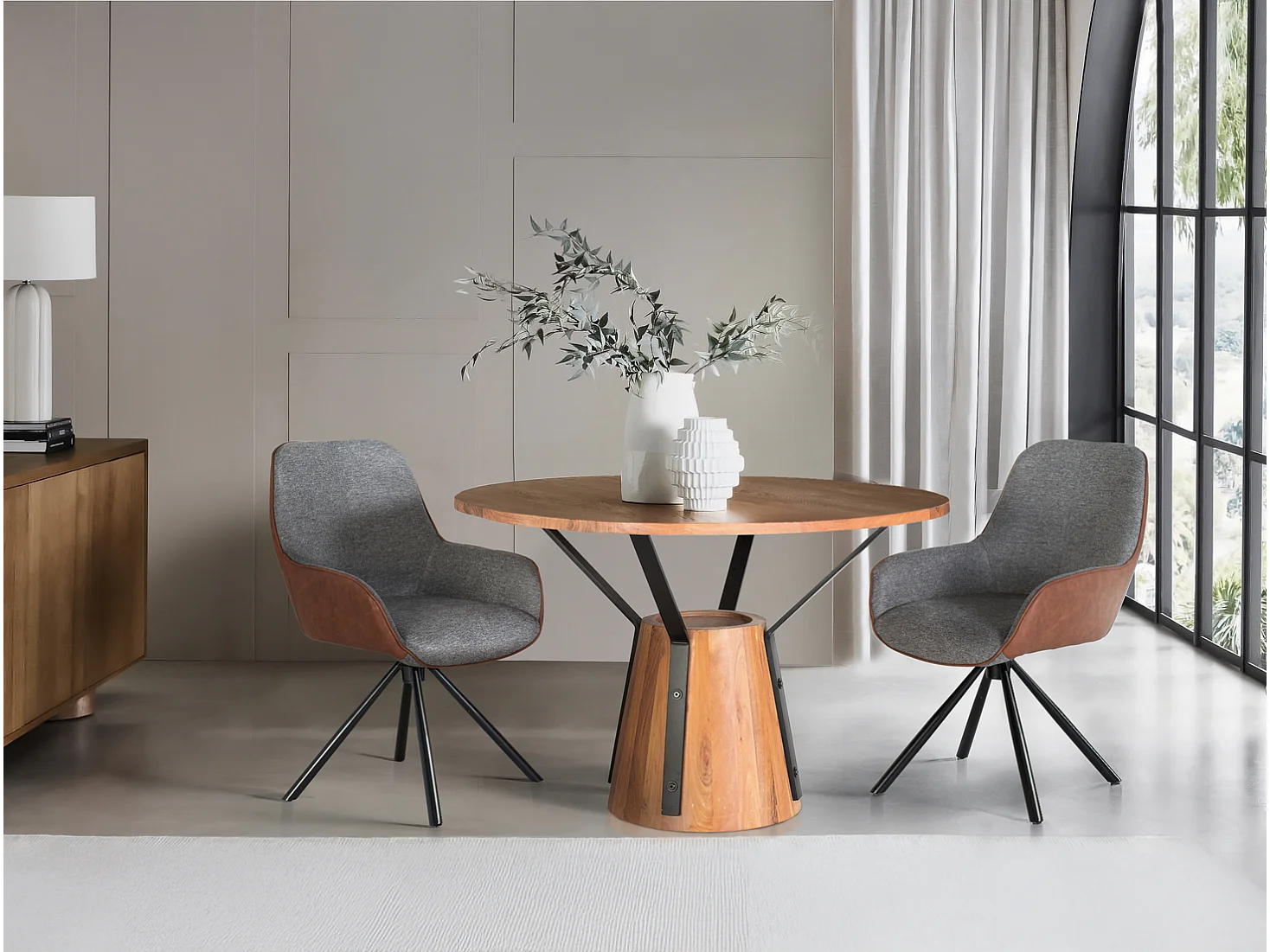 Tafel met ronde handgreep en metalen diameter 116cm