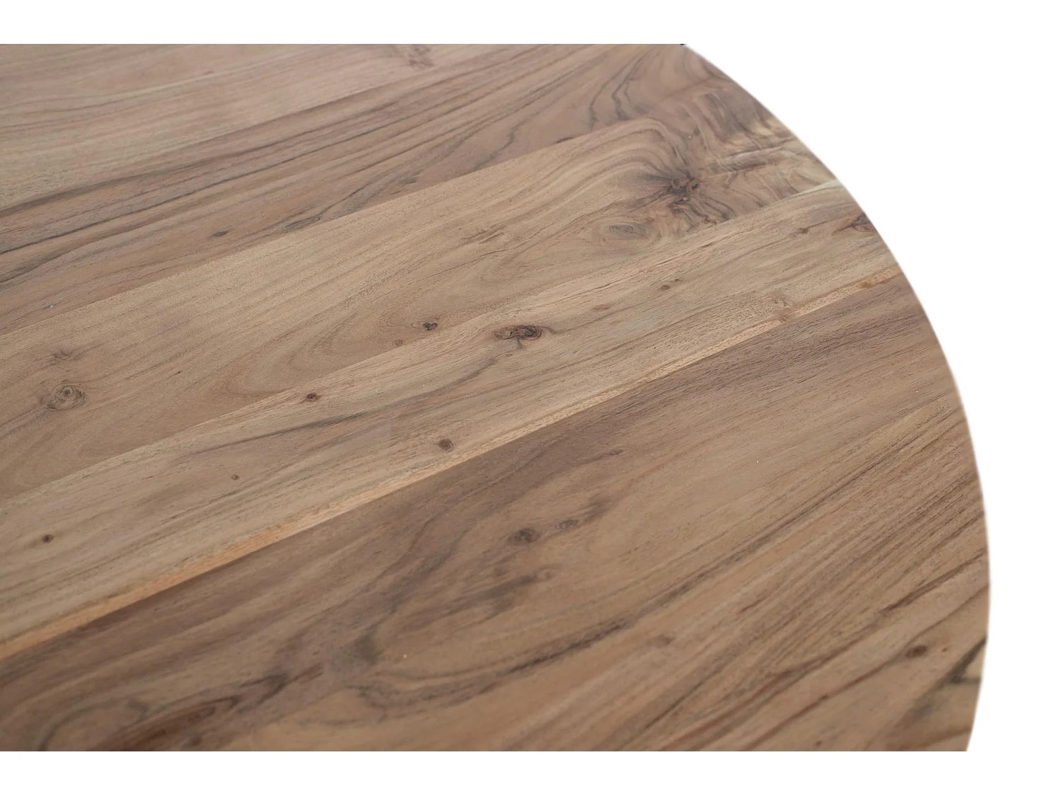 Rundt spisebord i mangotre og metall, diameter 116 cm