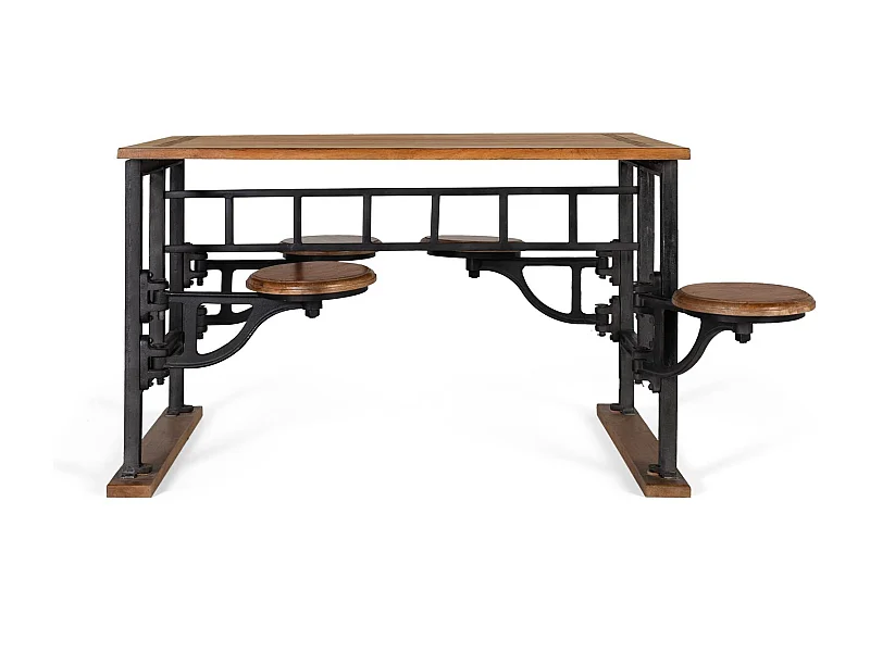 Table à manger en manguier et pieds en fer 130cm